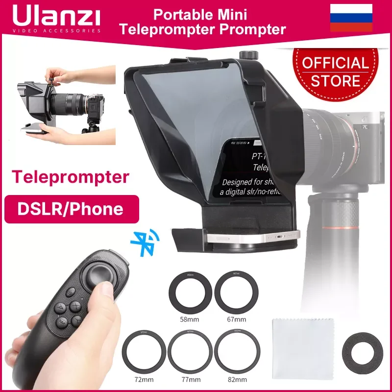 

Ulanzi Portable Mini Teleprompter Prompter for Smartphone/Tablet/DSLR Camera Video Recording Live Streaming Interview W Remote