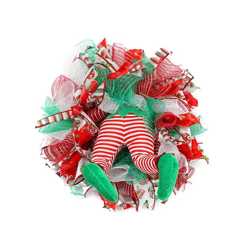 

Рождественский венок, плюшевые ножки эльфа, дверной венок, гирлянда, рождественские ножки эльфа, фигурки, рождественские украшения для елки на стену