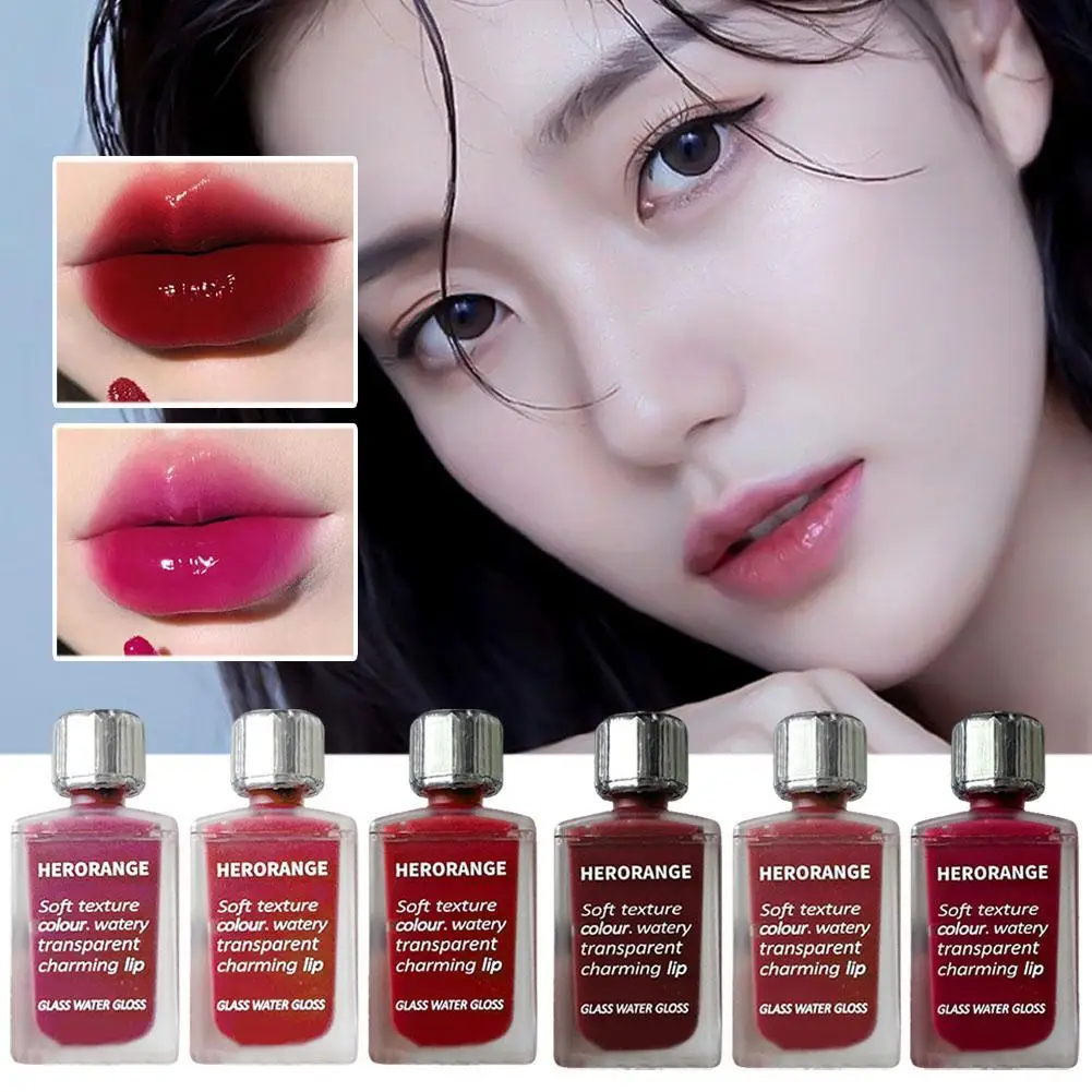 

Transparent Water Glossy Orange Lip Gloss Red Mirror Jelly Liquid Lipsticks Moisturizing Long-lasting Lip Tint Stain Cosmetics