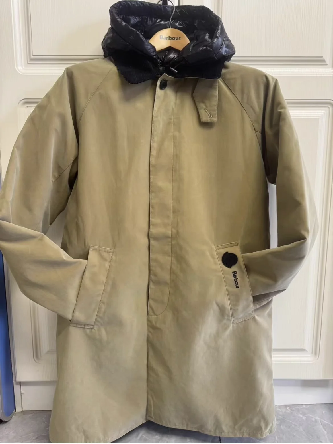 Barпотребитель co-фирменный съемный длинный пуховик ветровка унисекс стиль шапка с