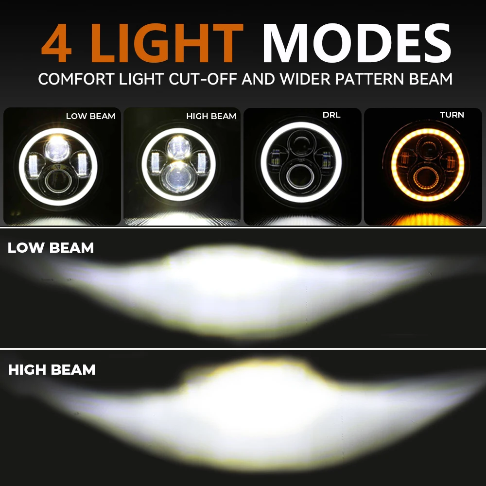 Мотоциклетный 7-дюймовый светодиодный налобный фонарь DRL лампа с 4 5 дюймовым