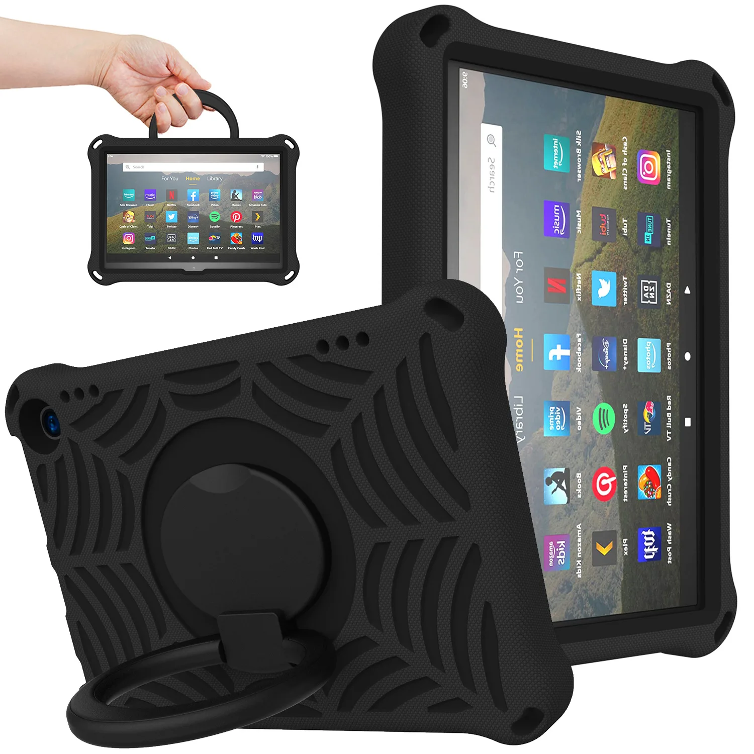 

Viviration Kids Friendly EVA Case For Kindle Fire HD 8 /HD8 Plus 2022 Tablet Fold Stand Holder W.Shoulder Strap Tab Rotate Cover