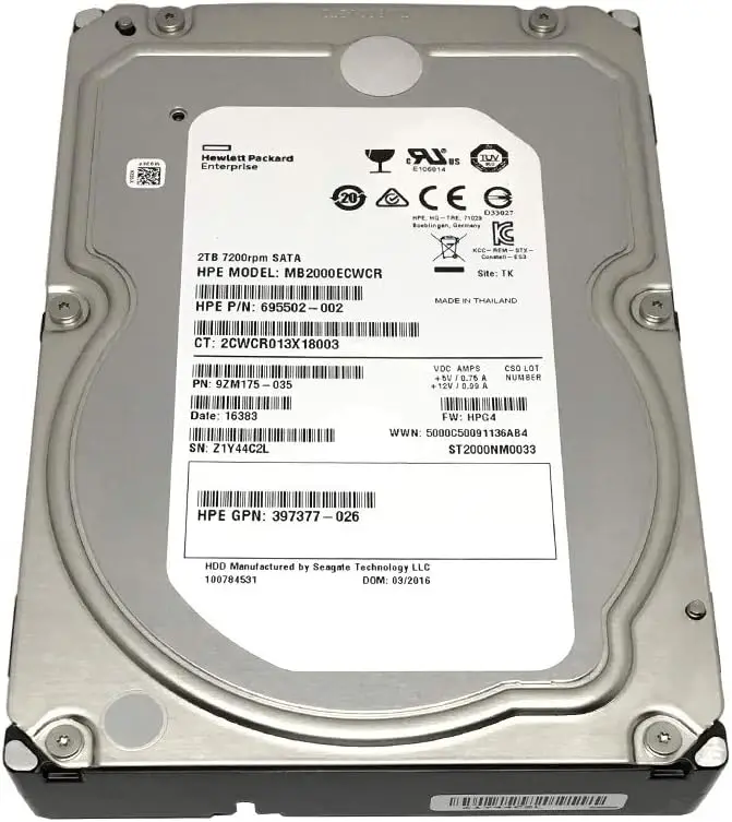 Фото MB2000GCWDA Жесткий диск SATA с возможностью горячей замены 2 ТБ — 7,200 об/мин, 6 ГБ/sec transf №3