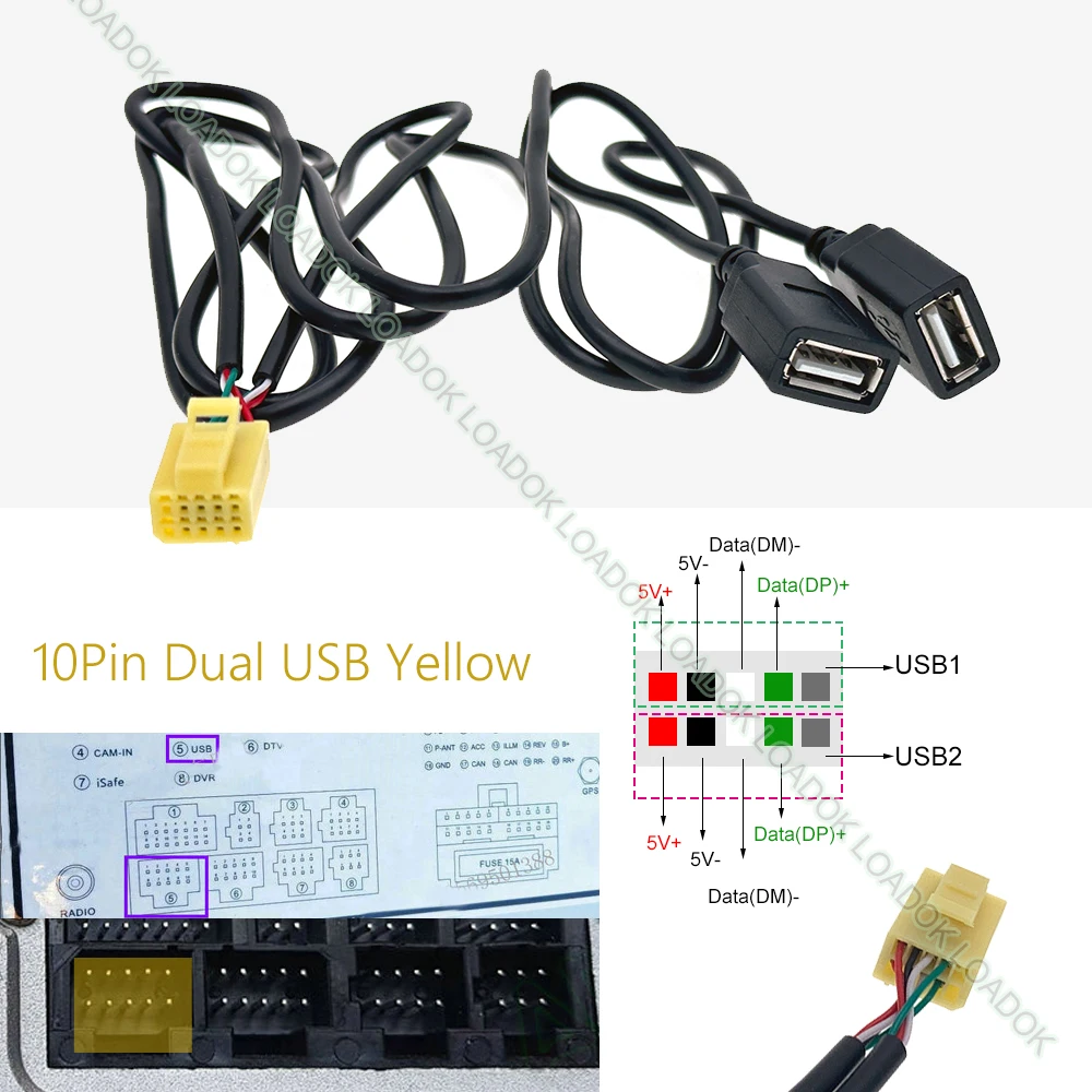 

4, 6, 8, 10 штырьков, USB-разъем, двойной USB-кабель, адаптер для телефона, Android, головное устройство, радио, навигация, мультимедиа