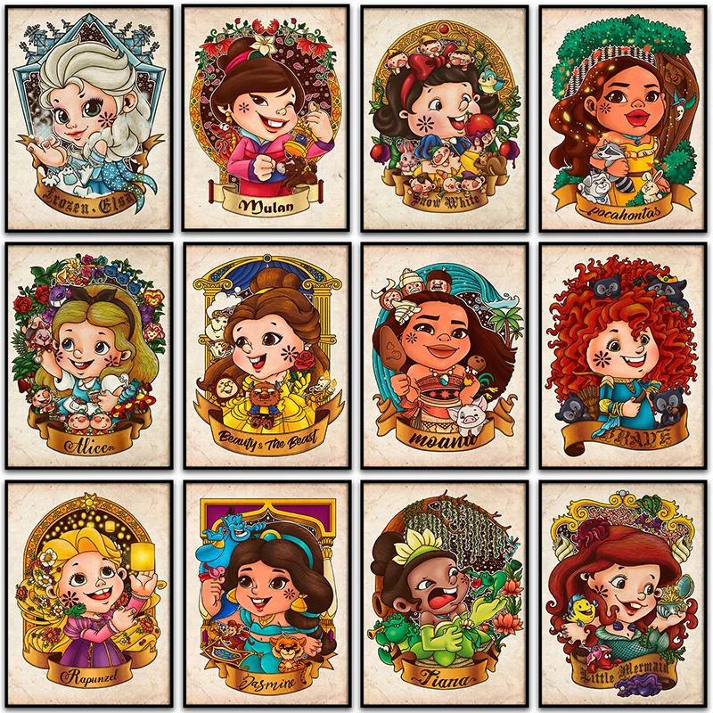 

5D DIY Diamond Painting Cute Disney Princess Frozen Rapunzel Mermaid Full Square&Round Diamond mosaic embroidery Cross stitch
