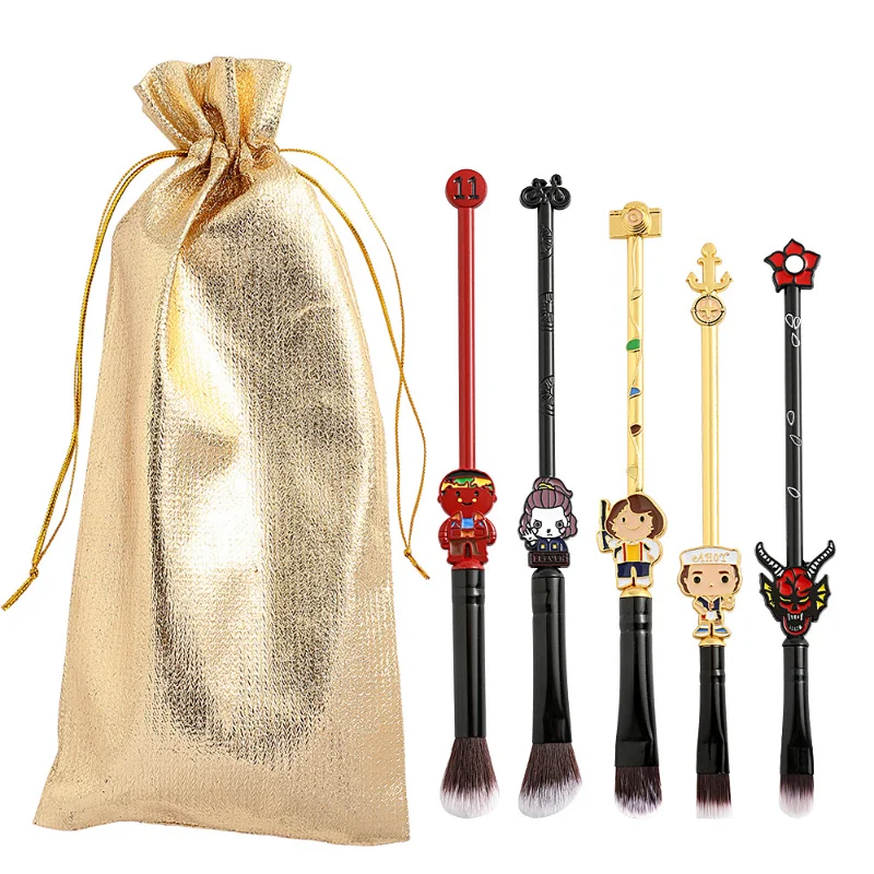 

Набор кистей для макияжа «очень странные дела», 5 шт., милые мягкие пушистые кисти для макияжа, набор для косметики, основы, румян, пудры, тене...