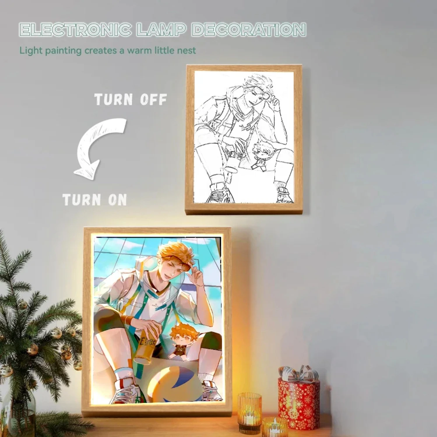 Световая картина фоторамка аниме фигурки Хайкю!! Светодиодные ночники Shoyo Hinata