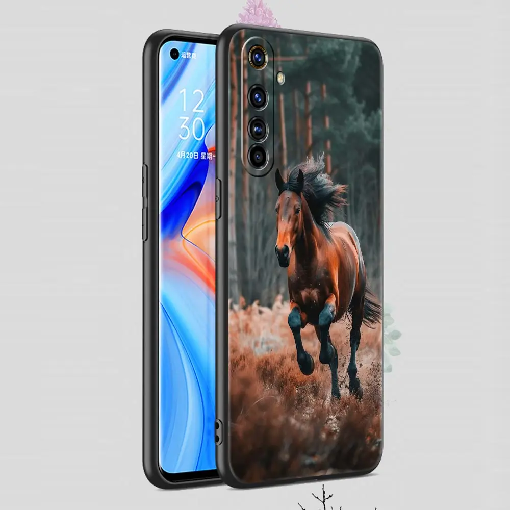 Чехол для телефона Realme 12 11 Pro Plus 6 7 8 9 10 C35 C53 C55 C67 8i 9i GT2 GT3 GT5 GT Neo 2 3 5, чехол с изображением скачивающихся лошадей (art.: 3920daee43581) - 3920daee43581