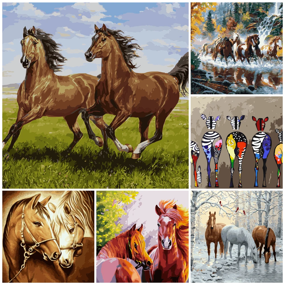 

DIY Painting By Numbers Animal Horse 40x50cm HandPainted Oil Painting Drawing On Canvas Kill Time Unique Gift Home Decoration