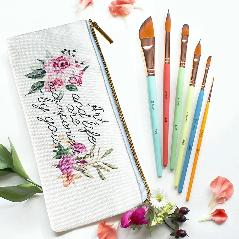 Watercolor Pen 6 Pcs Multi-function Nylon Hair Set for Art Students with Gouache Paint Brush Short Wooden Rod Painting Supplies