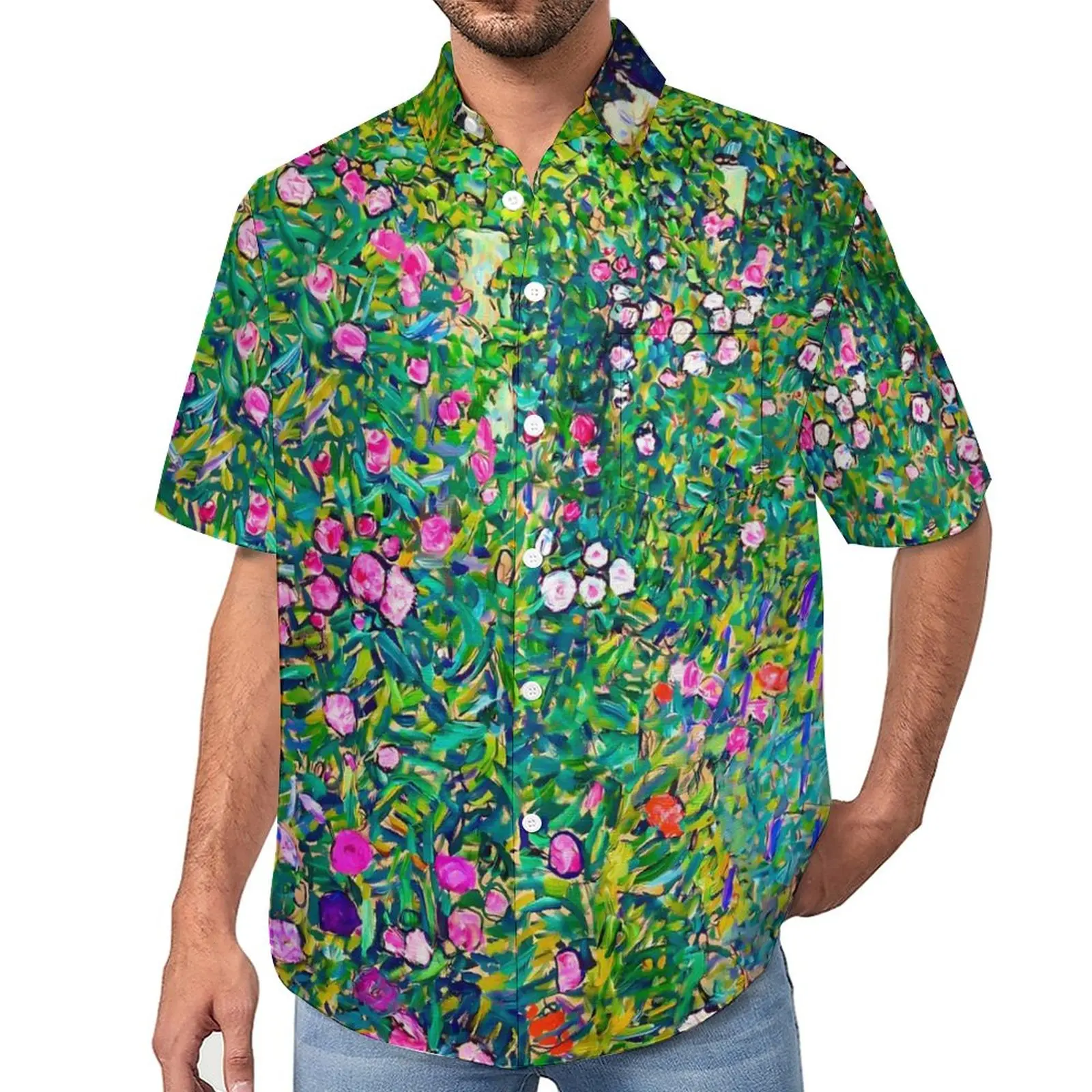 

Forest Garden Vacation Shirt Gustav Klimt Hawaiian Casual Shirts Men Novelty Blouses Short-Sleeved Custom Top Plus Size 4XL