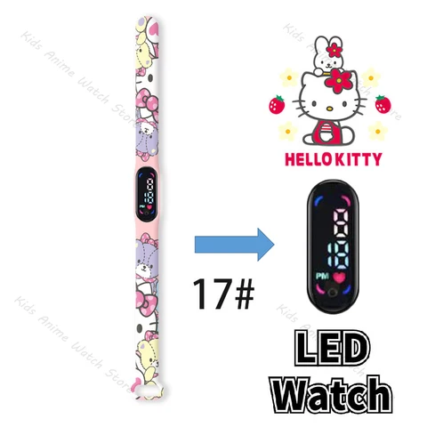 Детские часы Hello Kitty, фигурки героев мультфильмов, светодиодные водонепроницаемые спортивные часы, браслет, милые детские часы, подарок на день рождения