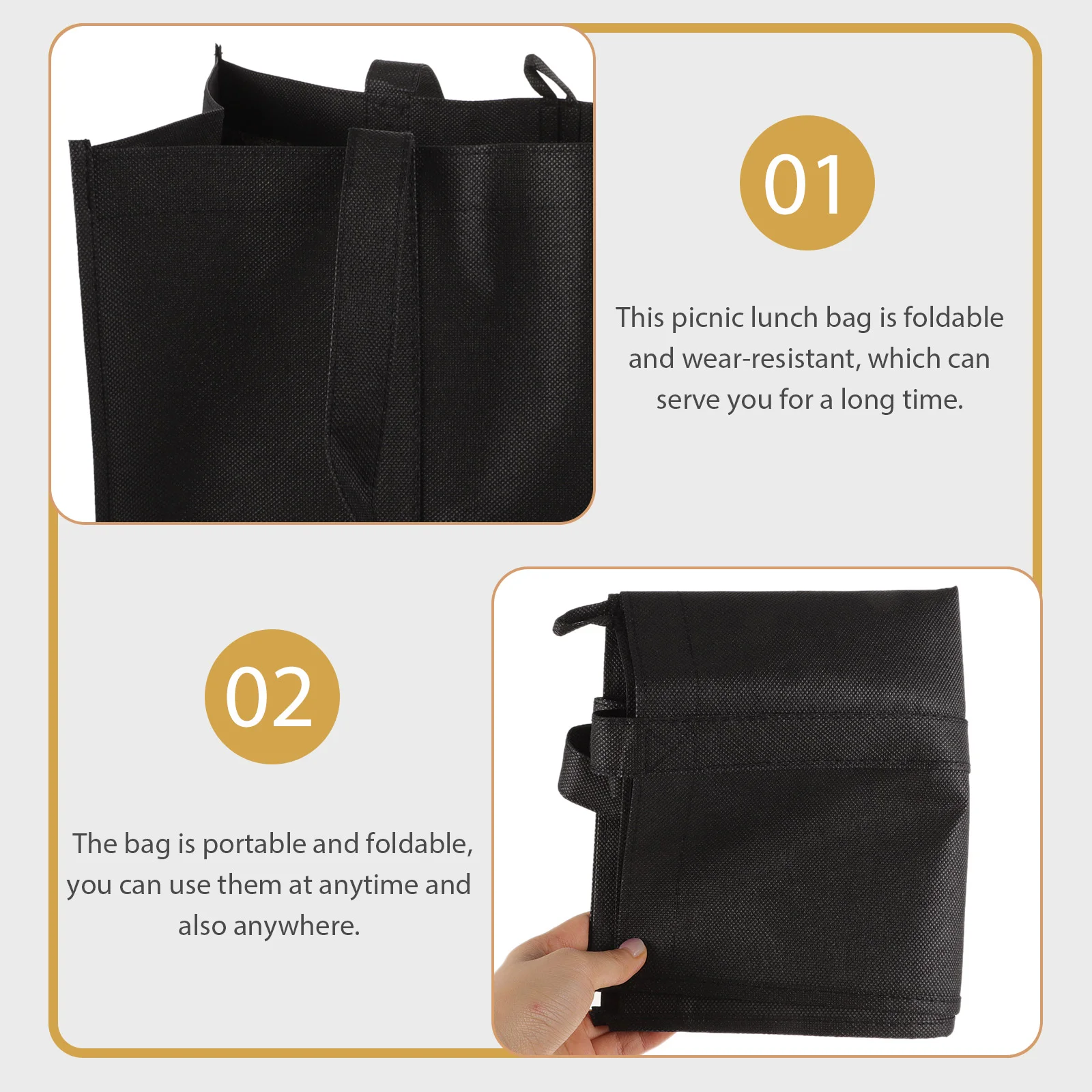 5pcs Foldable Bento Bags Food Storage Shopping Pouch Bags Picnic Bento Container Bags