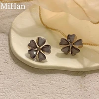 mihan 925 silver needle delicate jewelry flower earrings pretty design vintage crystal resin drop earrings for girl lady gifts