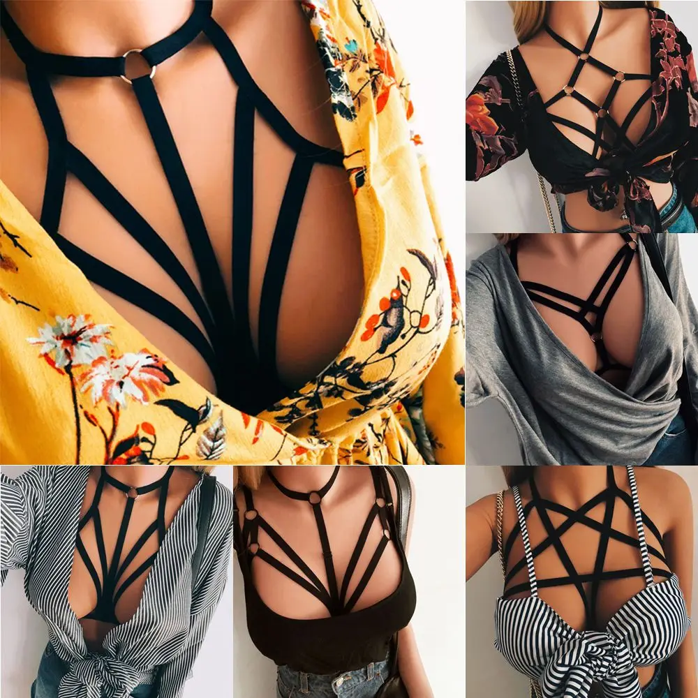 

Sexy Women's Lingerie Hollow Caged Harness Bra Tops Push Up Bralette Bustier