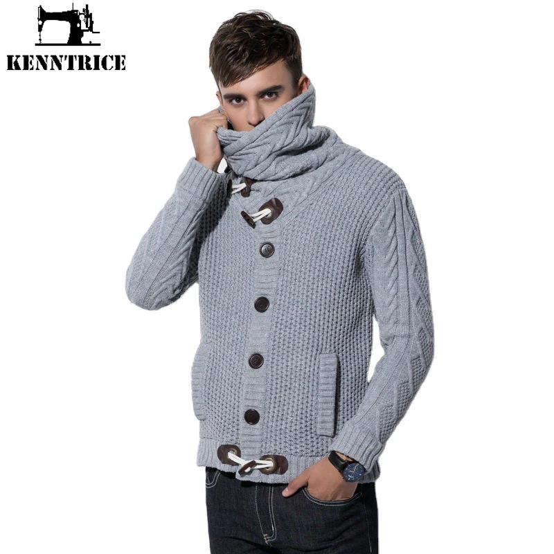 Kenntrice Men'S Sweaters Jumpers Outerwear Thermal Winter Male Fashion For Man High Collar Cardigans Casual Stylish Turtleneck
