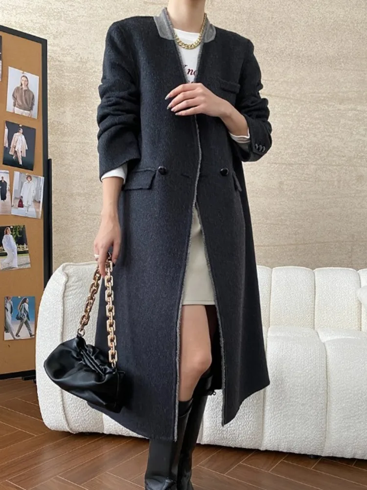 BZVW Elgelant женское двойное шерстяное пальто 2024 осень-зима новое универсальное с