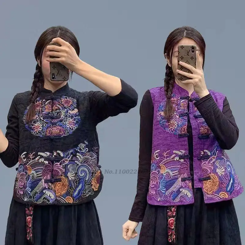 2022 элегантный китайский традиционный Женский жилет qipao из хлопка и льна с