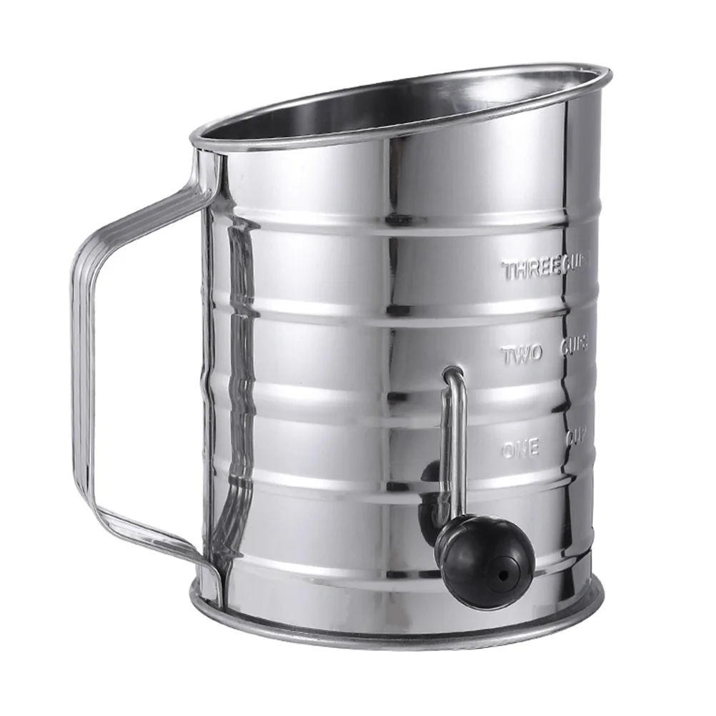 

Flour Sifter Baking Sieve Mesh Stainless Steel Sugar Pan Sifting Strainer Rotary Shaker Duster Cooking Fine