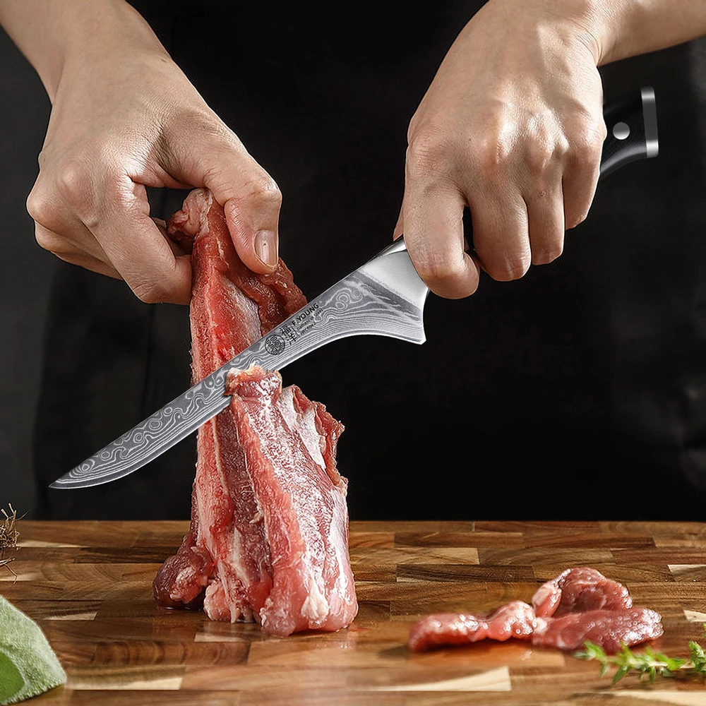 F.YOUNG 2 8-дюймовый нож для косточек 67 слоев кухонные ножи из дамасской стали мясник