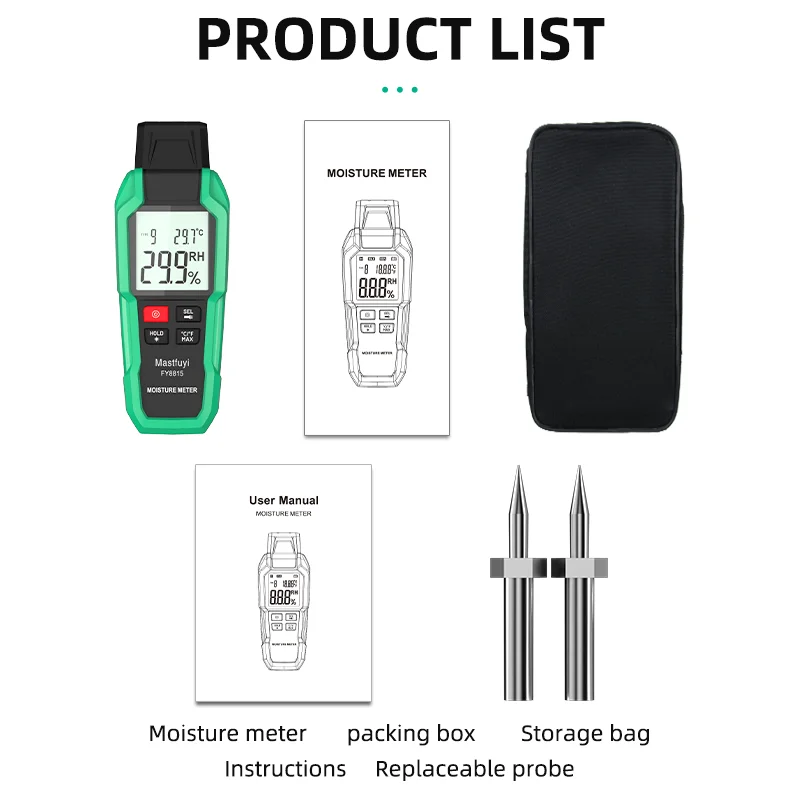 

MASTFUYI FY8815 Цифровой гигрометр для измерения влажности древесины