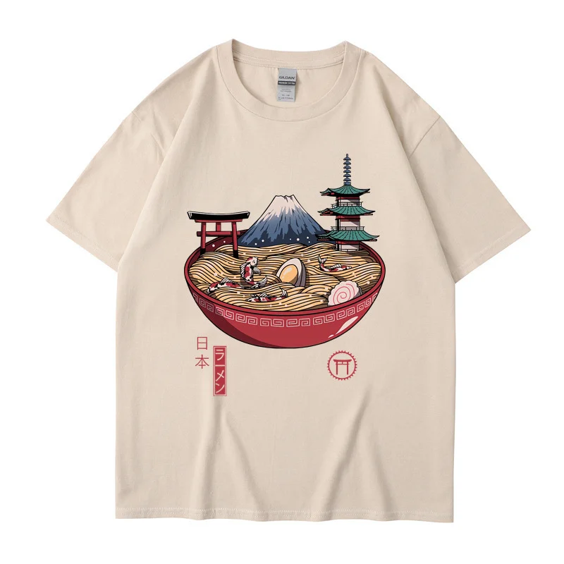 

Cute Cartoon Sushi Cat Ramen Mens T-Shirt Creativity Casual Shirt Sport Oversize T Shirts Street O-neck Men Tee Shirt