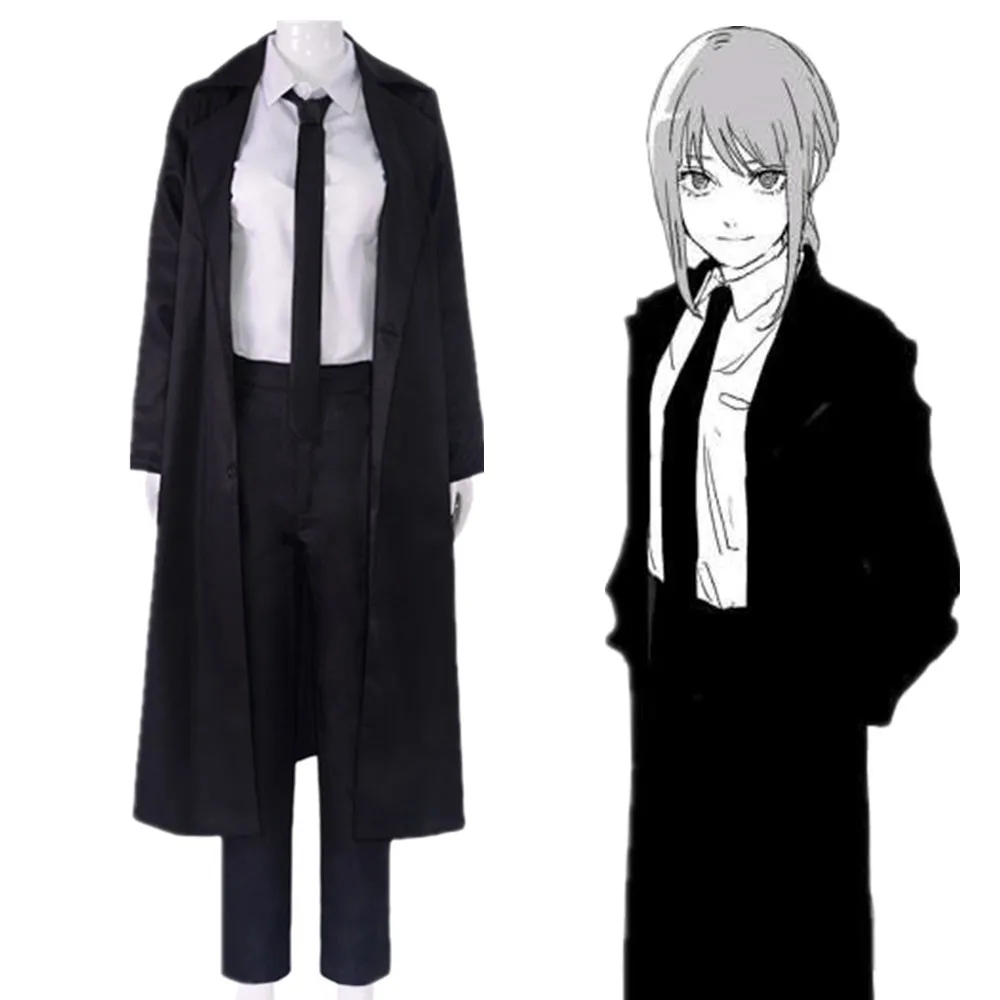 

Anime Chainsaw Man Cosplay Costume Makima Women Robe Gown Overcoat Halloween Party Coat Shirt Pants Tie Suit