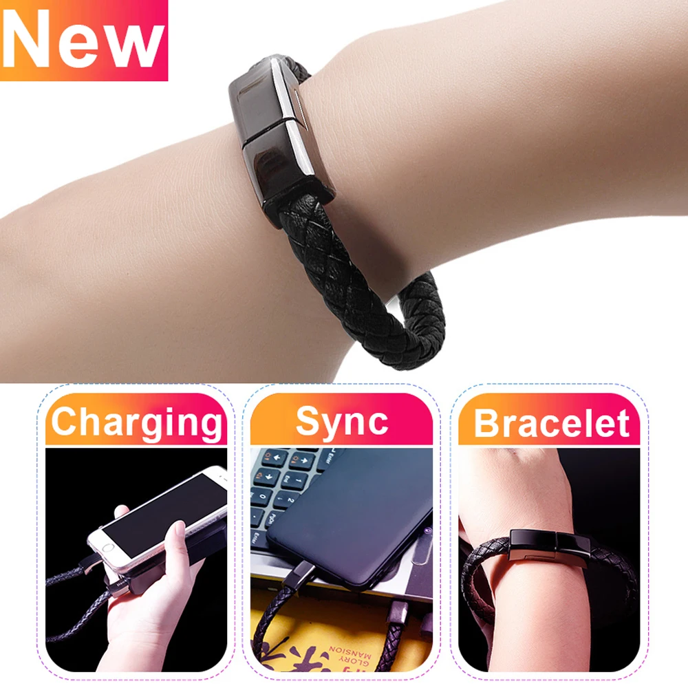 

YOCPONO Fashion Bracelet Cable For Smartphone Charger Compatible Apple Type-C Micro-USB Charging And Sync Easy To Use And Carry