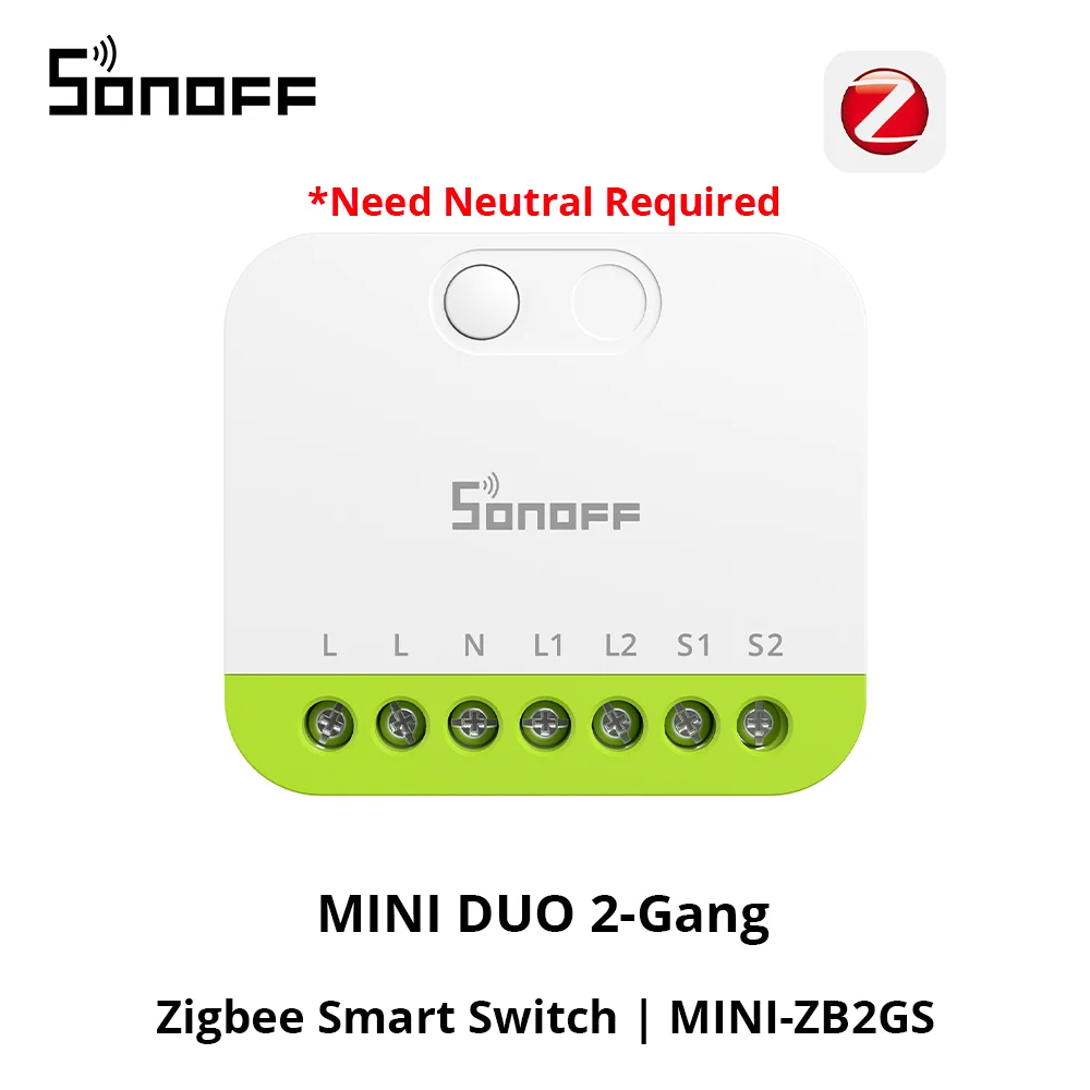 SONOFF MINI-ZB2GS MINI DUO 2-Gang Zigbee Smart Switch