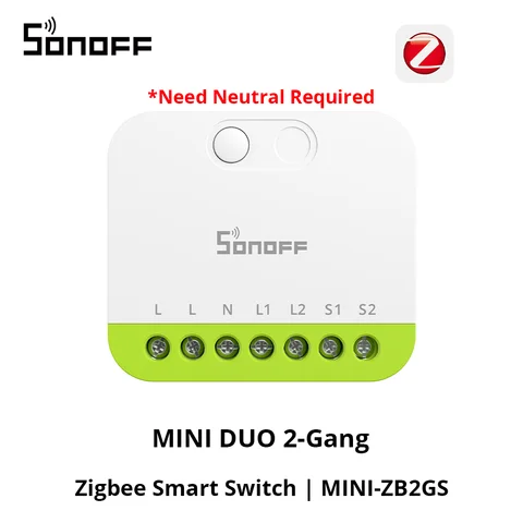 SONOFF MINI-ZB2GS MINI DUO 2-Gang Zigbee Smart Switch