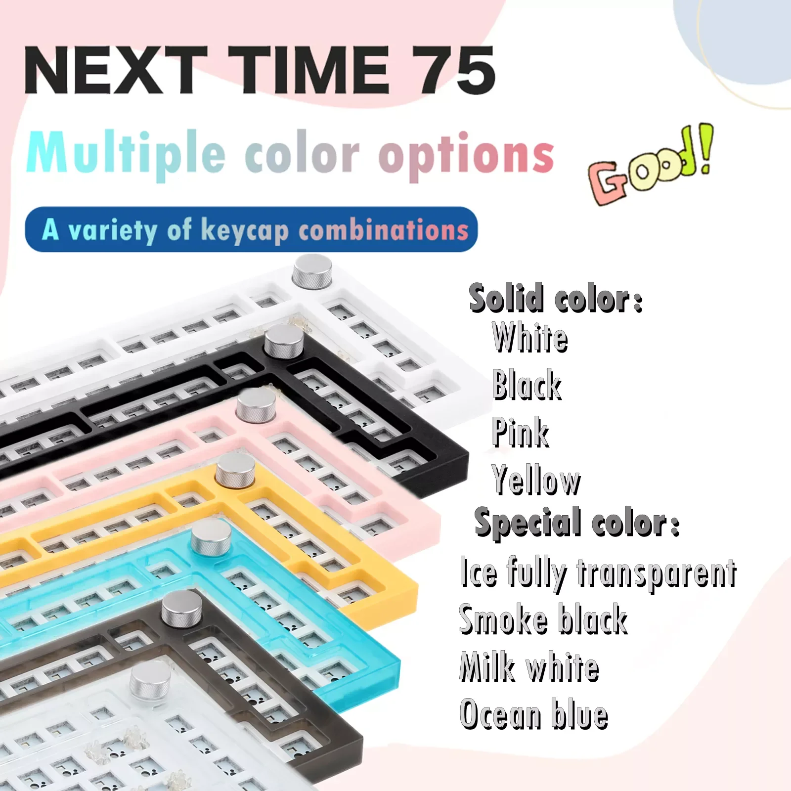 

NextTime 75 Hot Swap Mechanical Keyboard Kit Wired RGB Compatiable With 3/5 Pins For Cherry Gateron Kailh Dial Knob Keyboard