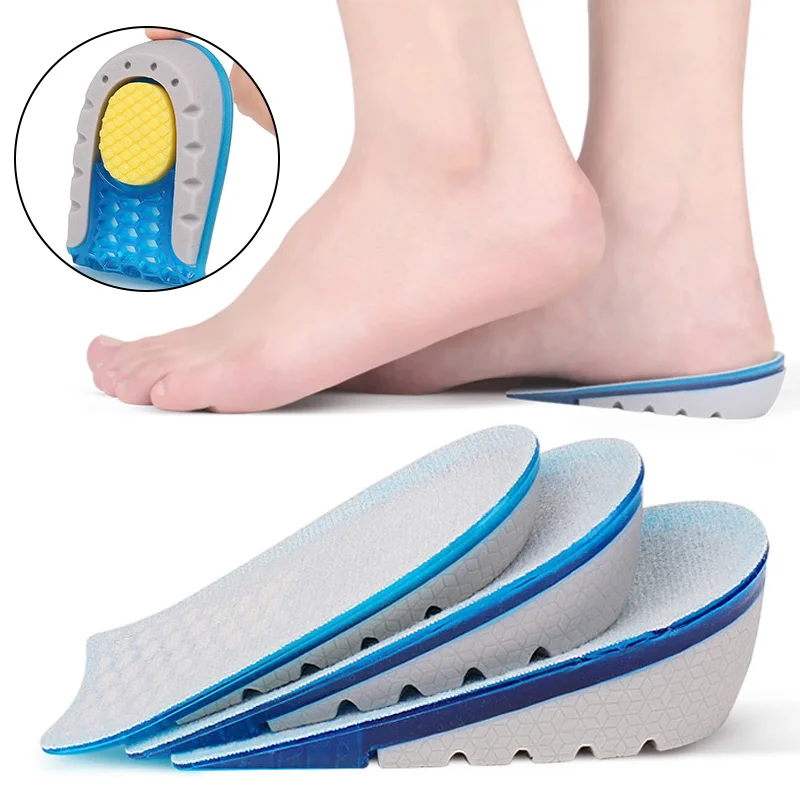 Heightened Insole Increase Half Shoes Pad Women Men Silicone Gel Heel Cups Pad Invisible Growing Heel 1-3cm Lift Soles Dropship