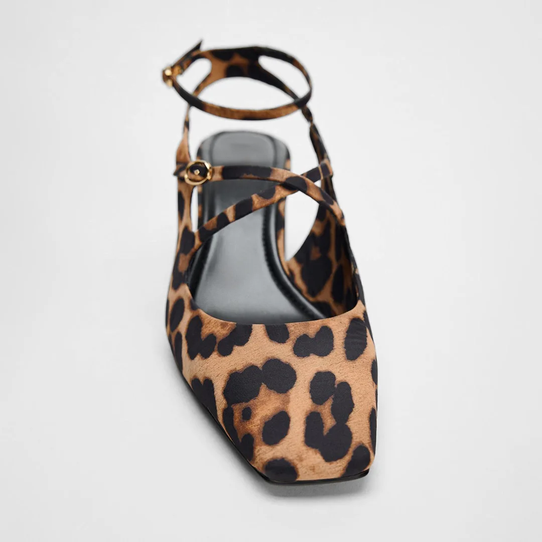 TRAF шикарные леопардовые туфли-лодочки сандалии для женщин женская обувь с