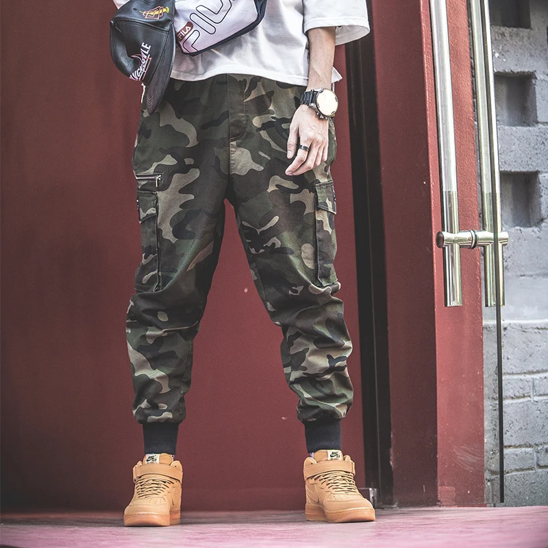 Брюки-карго мужские с эластичным поясом хлопковые брюки в уличном стиле