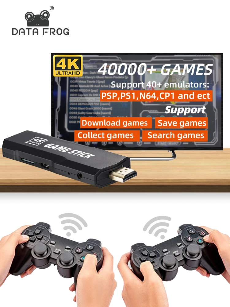 Беспроводная игровая консоль DATA FROG в стиле ретро 4K HDMI 40000 + игр 40 эмуляторов для