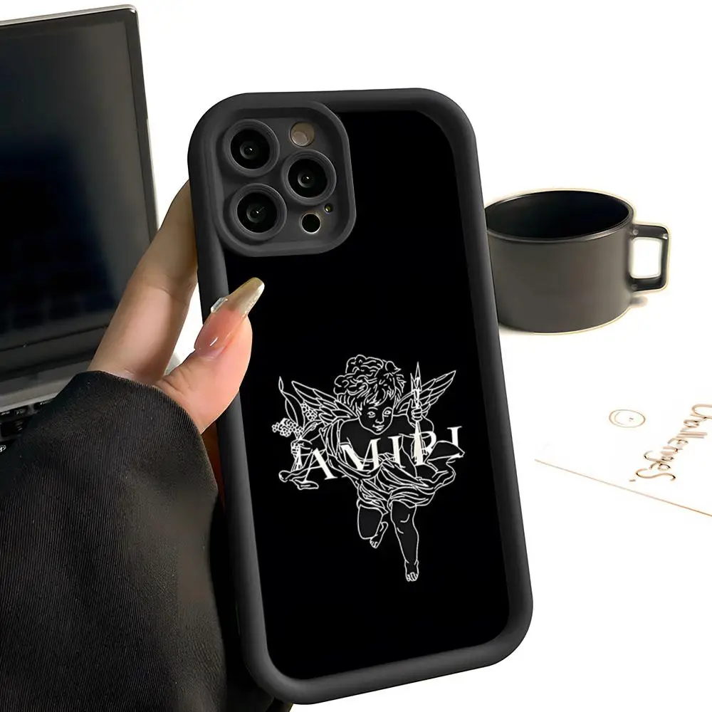 Фото Роскошный дизайн A-Amiries: Простой однотонный матовый силиконовый чехол для iPhone 17, 16, 13, 12, 15, 14 Pro Max Plus, полностью закрывающий корпус (D) №4
