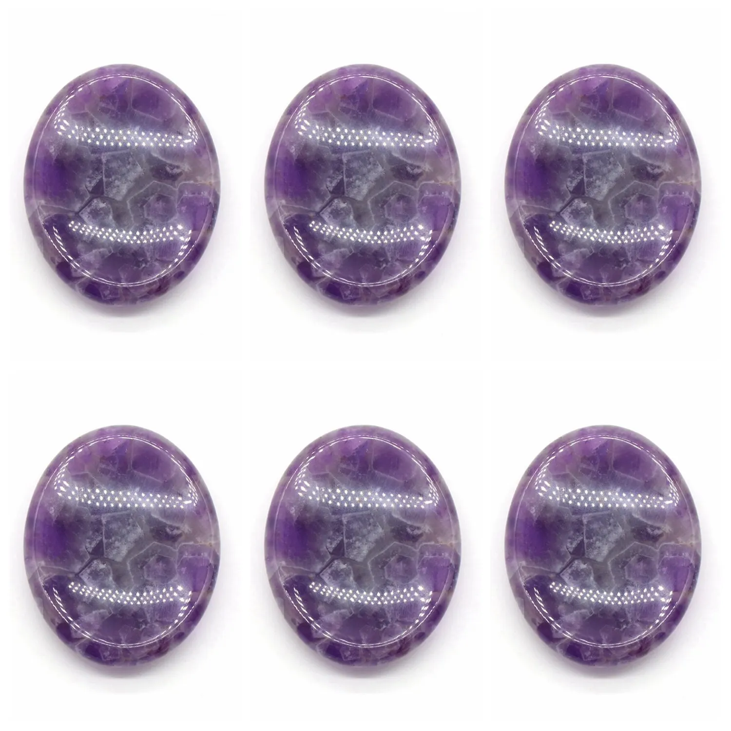 

6PCS Tumbled Amethyst Worry Stone for Anxiety Stress Relief;Easy to Carry Healing Chakra Worried Gemstone