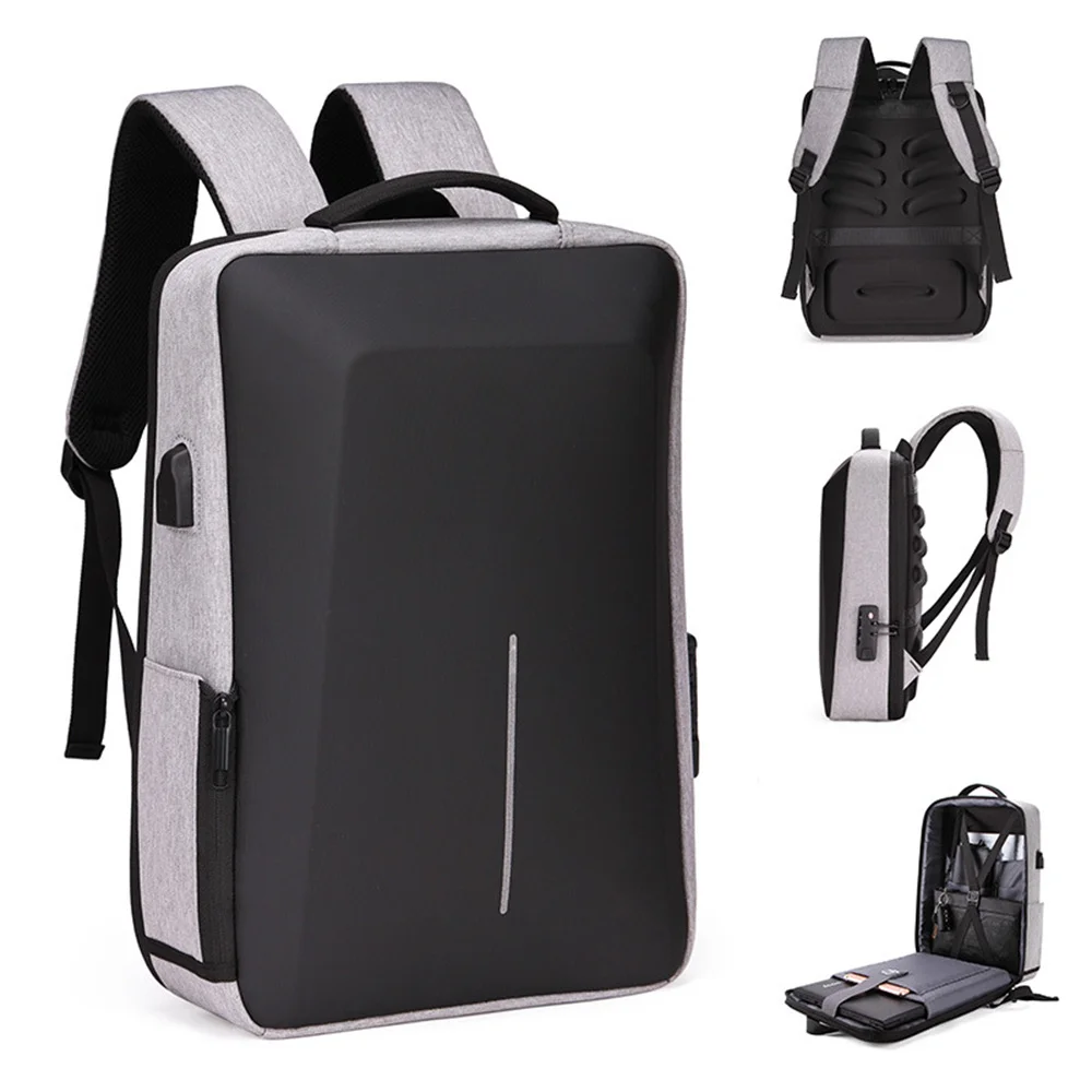 

15.6-Inch Hard Shell Shaped Men's Backpack Business Combination Lock Travel Handbag Game Laptop Bag Anti-Theft Backpack