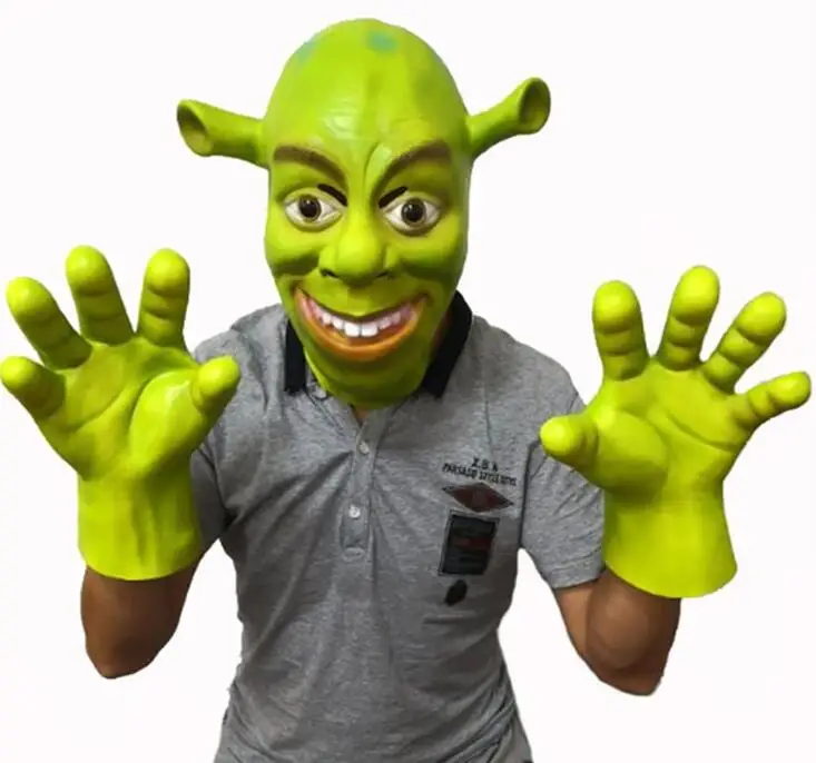 Animal Party Mask Green Shrek Latex Masks Glove Movie Cosplay Prop Adult for Halloween Party Costume Fancy Dress Ball