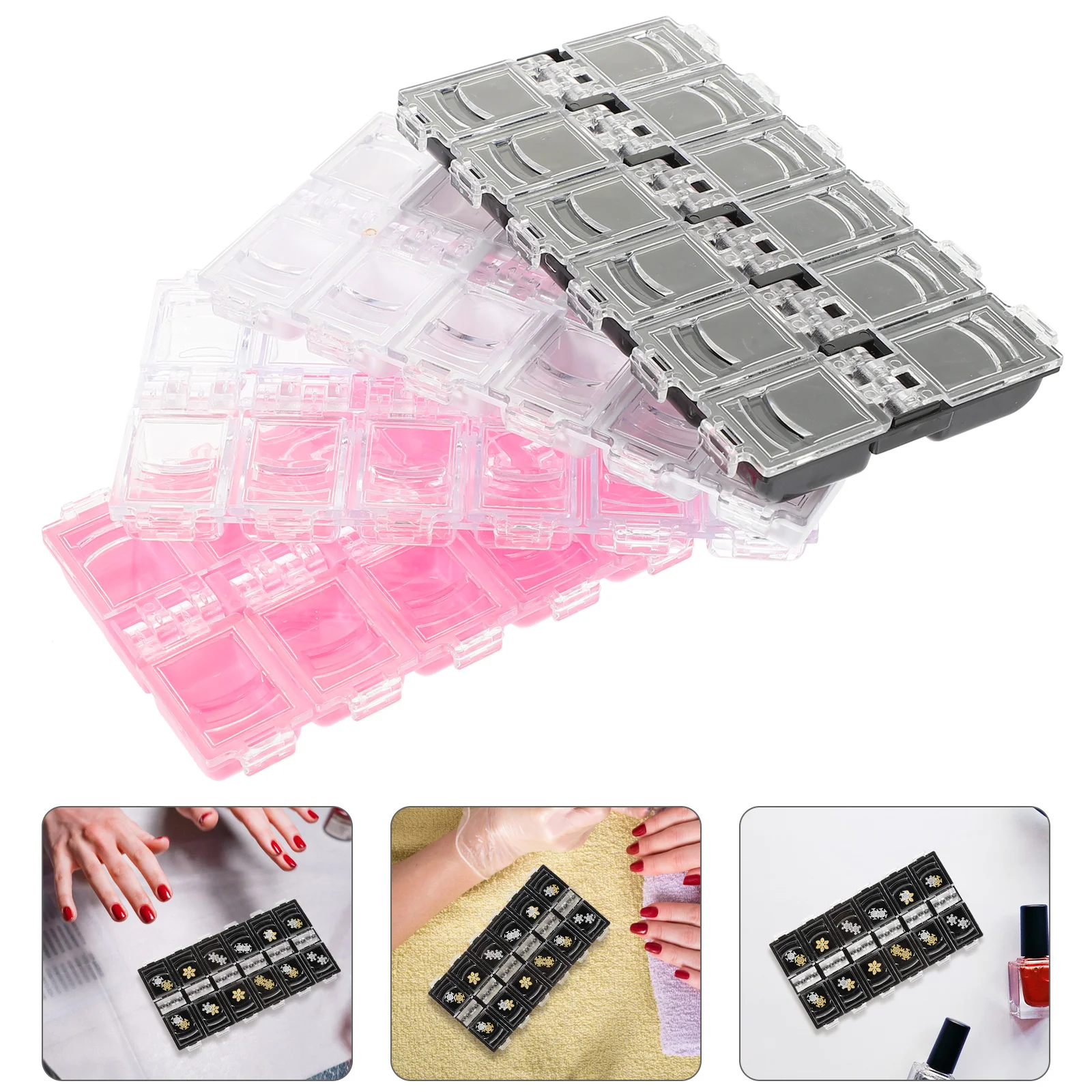 

Nail Storage Box Organizer Case Organizers Container Containers Display Supply Tips Tip Rhinestone Tech Compartments Craft