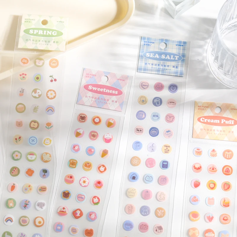 

Mr.Paper 4 Style 1 Pcs/bag Kawaii Dot Sticker Cute Cartoon Food DIY Hand Account Decoration Stationery Sticker