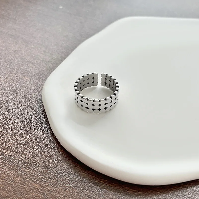 Женское Винтажное кольцо на палец простое серебряного цвета с широким