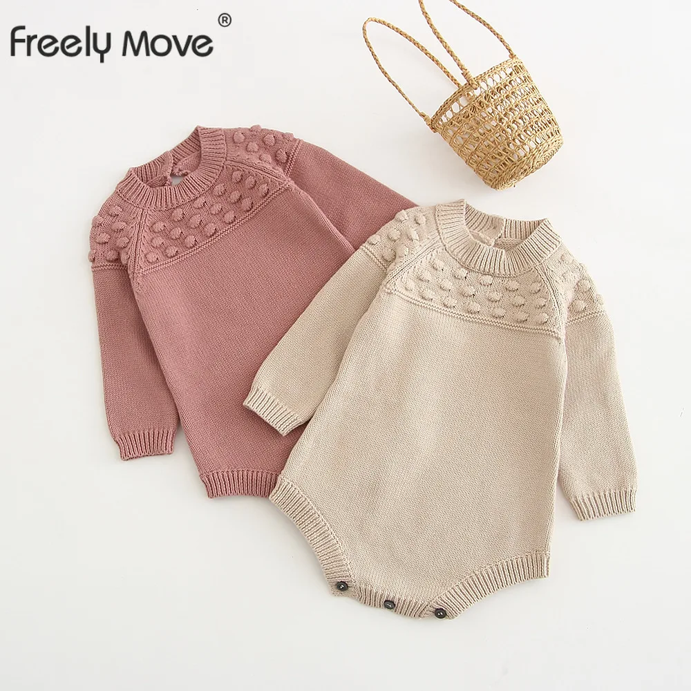 

Freely Move Baby Rompers Long Sleeve Winter Knit Infant Kids Boys Girls Jumpsuits Toddler Sweaters Outfits Children's Clothes