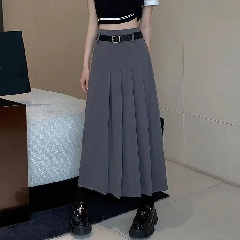 

Long Pleated Skirt Women High Waisted Casual Skirt Student Fashion Woman Half Length Skirts Harajuku Academy Style Female Skirts