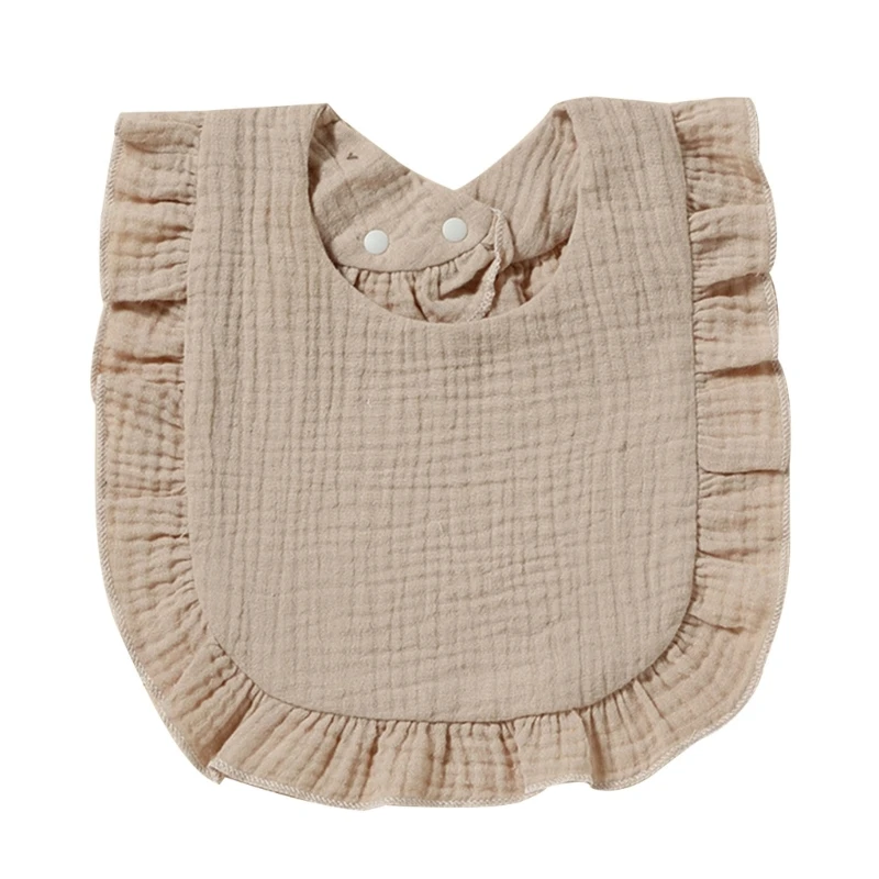 

Слюнявчик однотонный детский хлопковый, нагрудник с 2-ступенчатыми кнопками-застежками, шарф на шею, винтажный нагрудник с оборками для младенцев и кормления