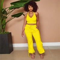 matching pant sets womens summer new fashion solid tank top strap harem pants 2 piece set famous suit tracksuit outfits 2022