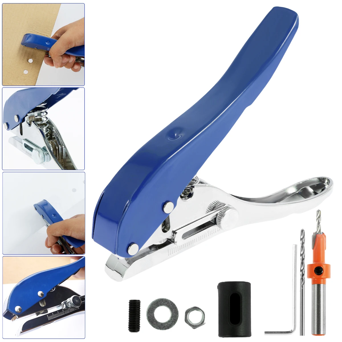 

5Pcs Single Hole Punch 5/16inch Heavy Duty Hole Puncher Portable Hole Edge Banding Punching Plier Handheld Paper Hole Punch with