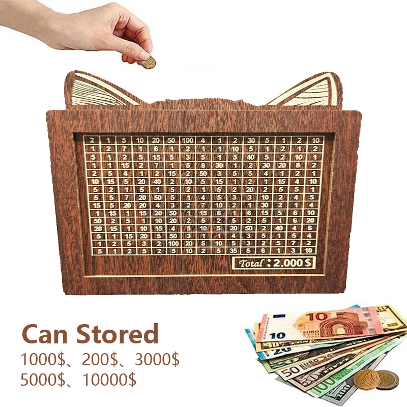 Коробка для наличных денег со счетчиком копилка с кошачьими ушками стираемая