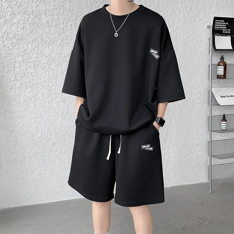 

Костюм мужской повседневный свободного покроя из 2 предметов, модная однотонная одежда в Корейском стиле, одежда для улицы, XXXXXL, 2023