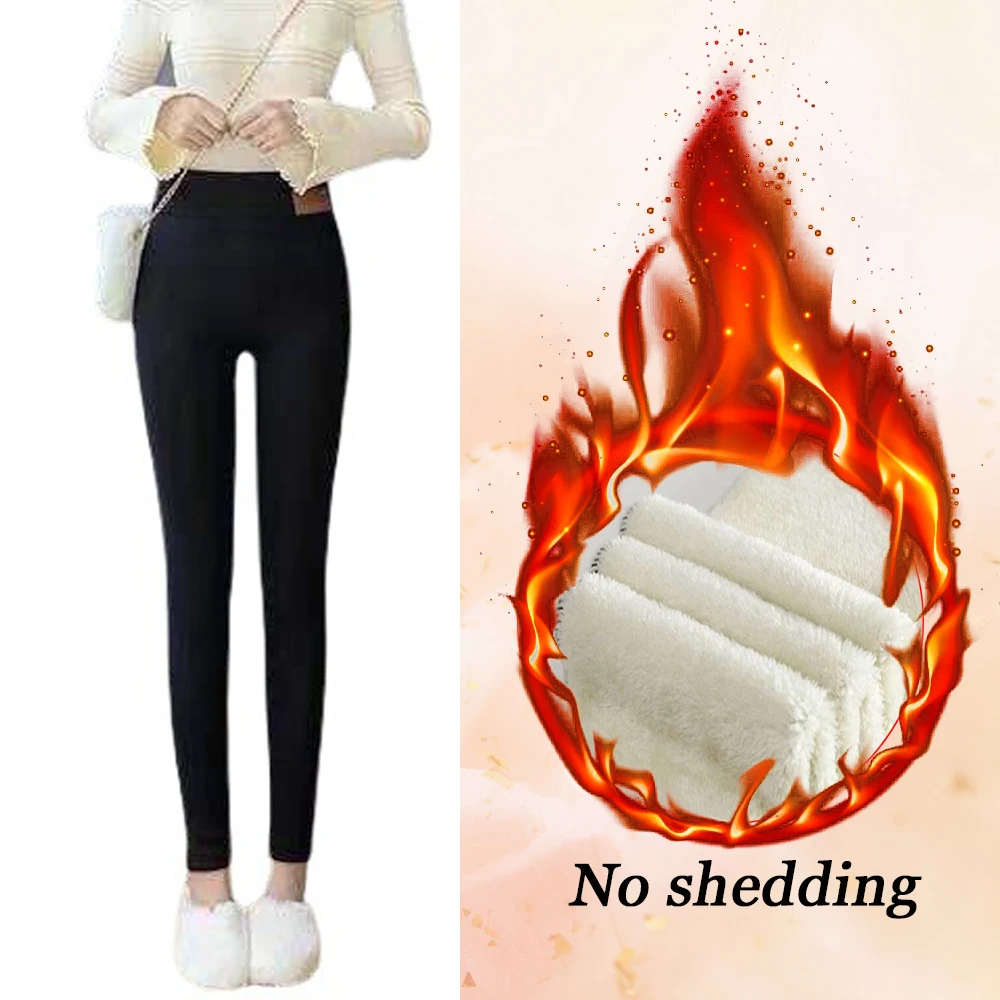 Velssut Winter Thicken Warm Leggings for Women Autumn High Waist Trousers Slimming Black Grey Thermal Pants Daily Wear Softable